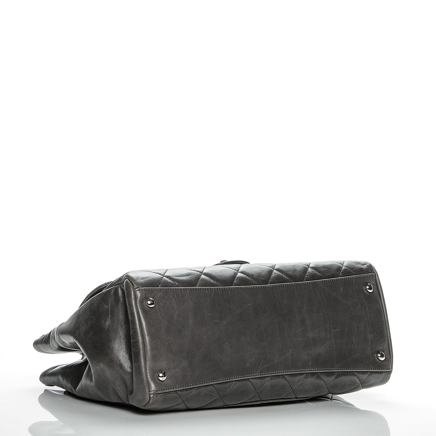 Glazed Calfskin Quilted Small CC Delivery Tote Grey