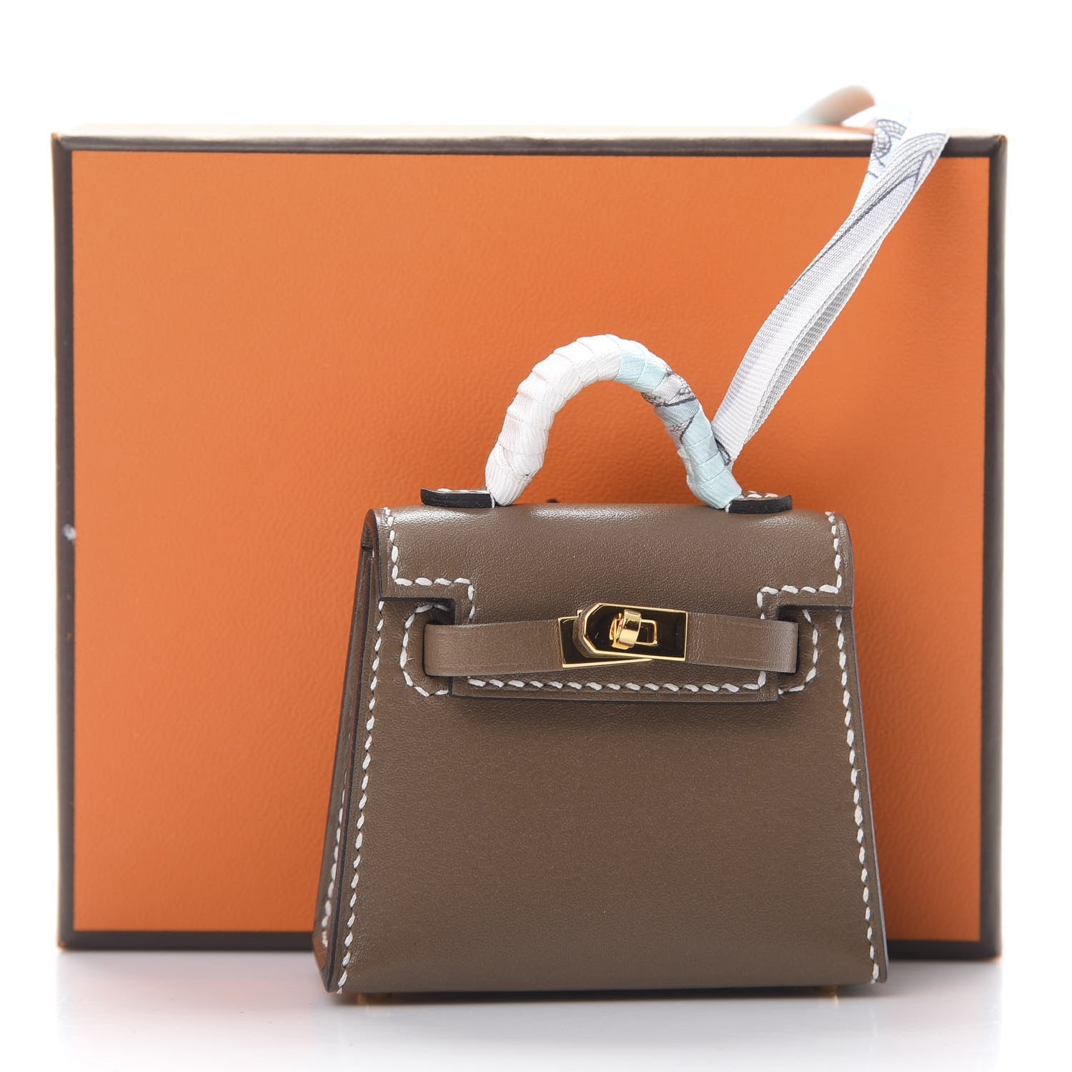 Hermes Tadelakt Mini Kelly Twilly Bag Charm Etoupe 6 of 6