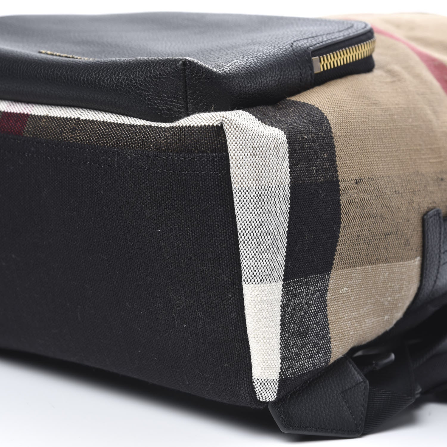Burberry Mega Check Calfskin Abbeydale Simple Backpack Black Camel 7 of 7
