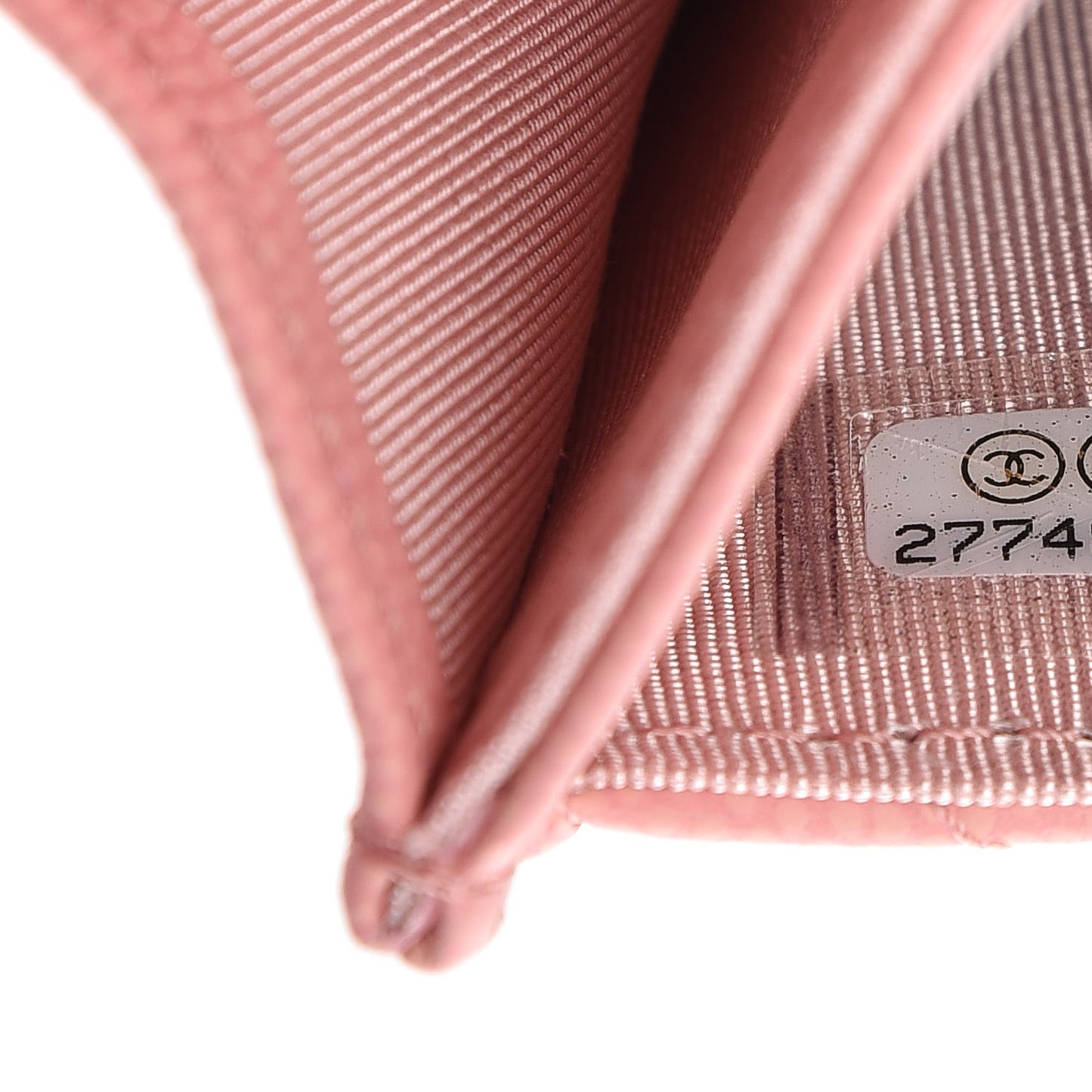 Caviar Chevron Quilted Flap Card Holder Pink