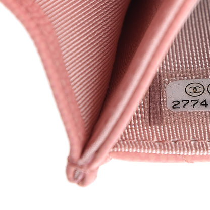 Chanel Caviar Chevron Quilted Flap Card Holder Pink 8 of 9