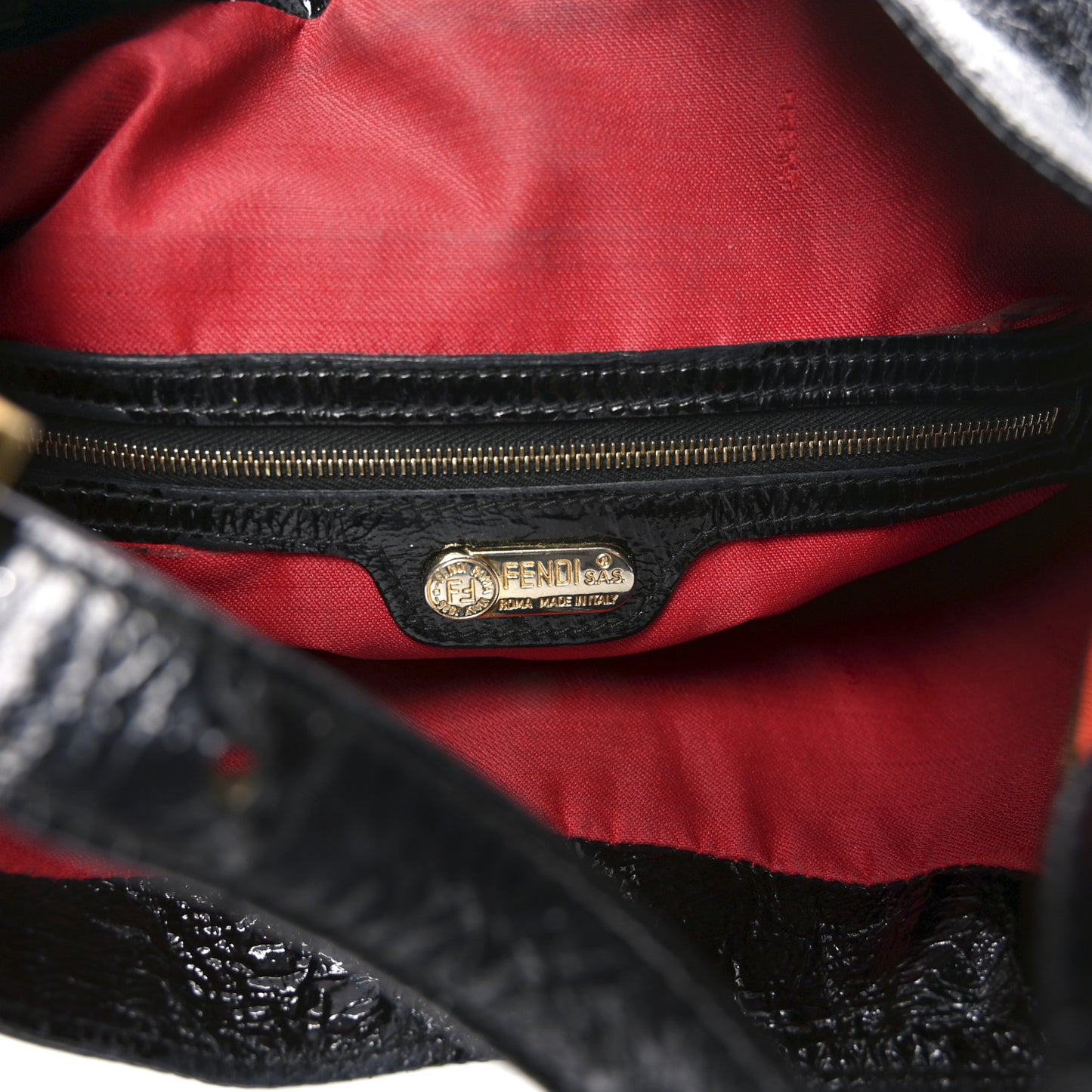 Crinkled Calfskin Baguette Shoulder Bag Black