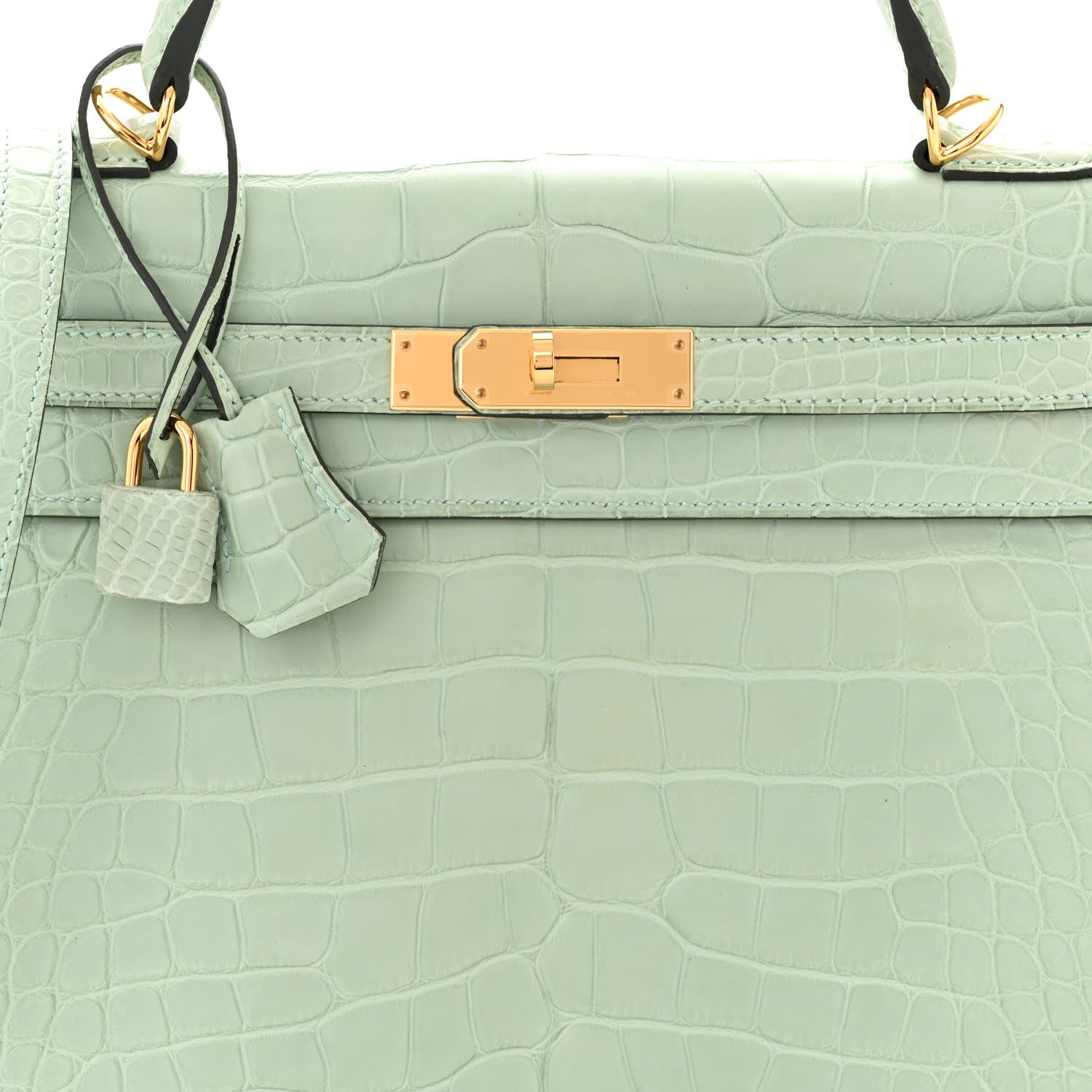 Hermes Matte Alligator Kelly Retourne 32 Vert D'eau 8 of 11