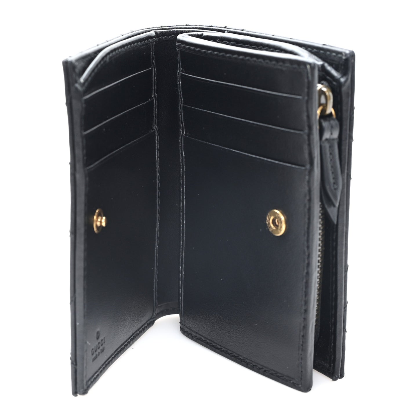Calfskin Matelasse GG Marmont Card Case Wallet Black
