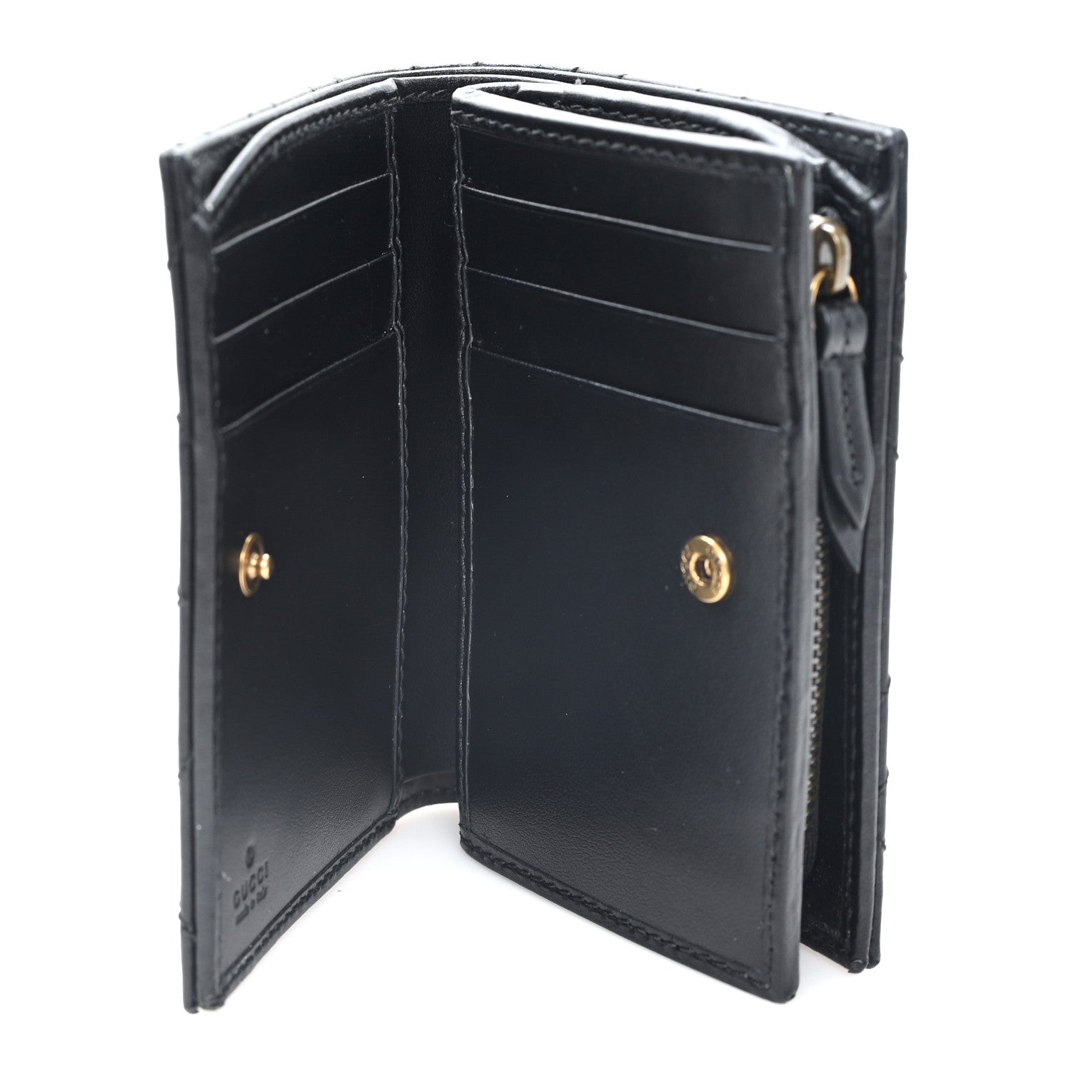 Gucci Calfskin Matelasse GG Marmont Card Case Wallet Black 5 of 8
