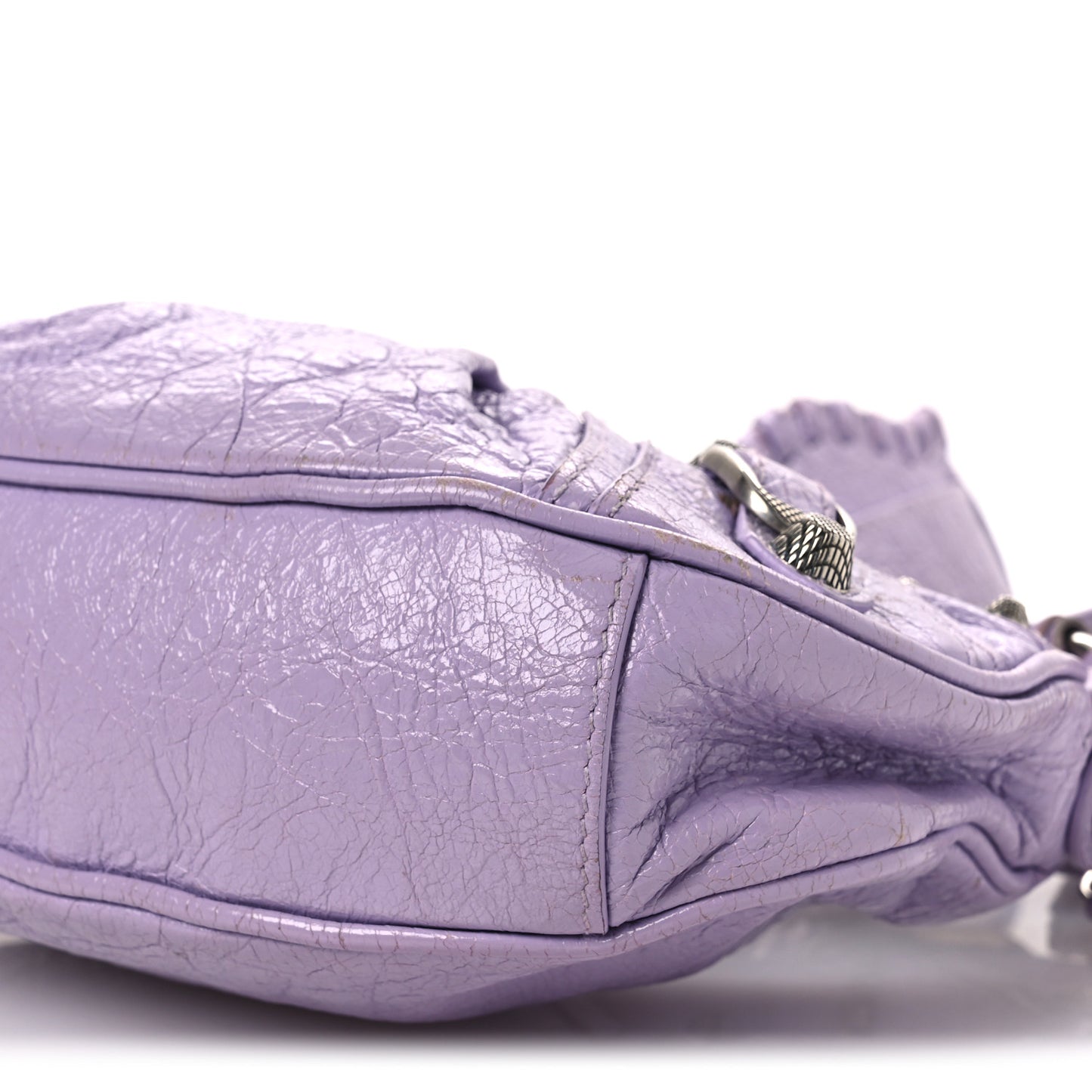 Extra Supple Calfskin Crocodile Embossed Le Cagole Shoulder Bag XS Lilac