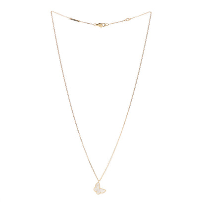 Van Cleef & Arpels 18K Yellow Gold Mother of Pearl Sweet Alhambra Butterfly Pendant Necklace 3 of 5