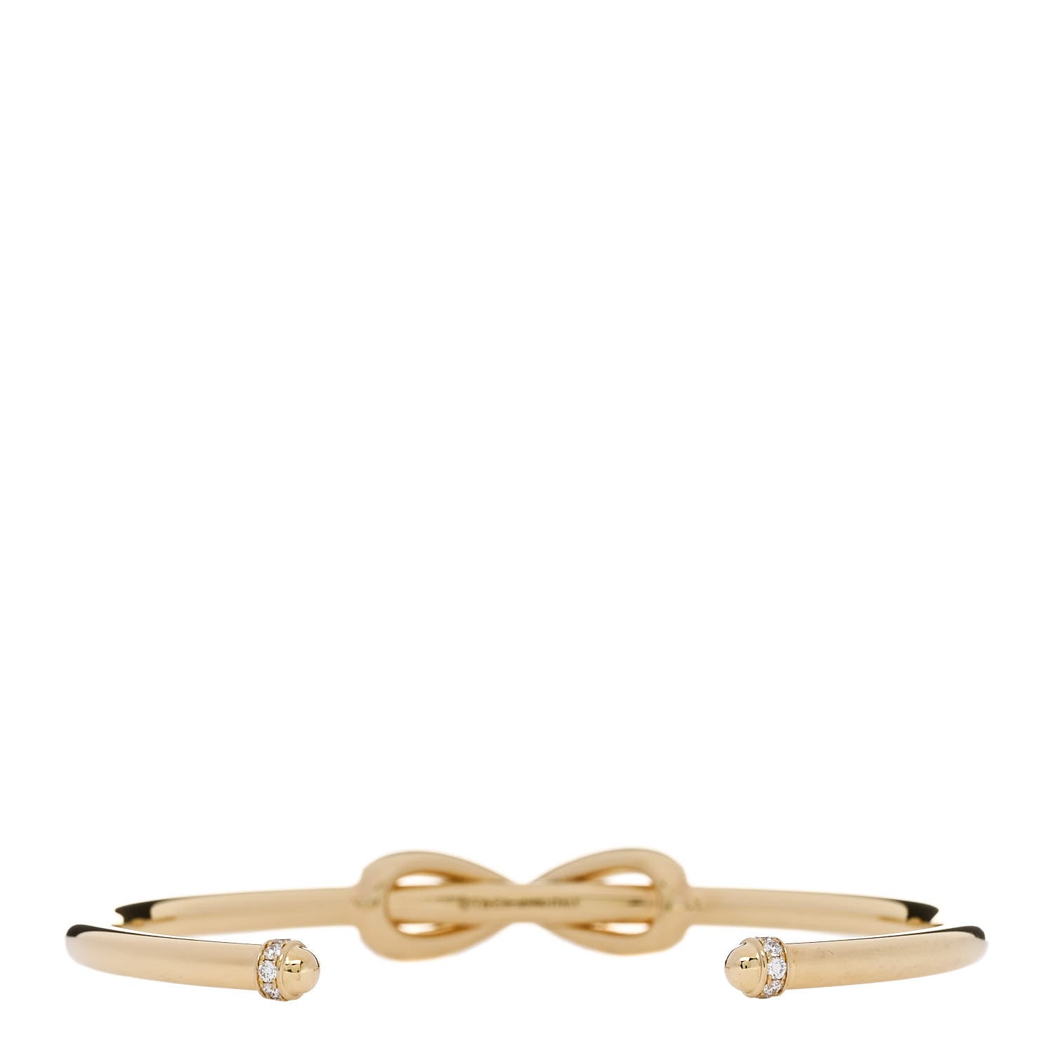 Tiffany 18K Yellow Gold Diamond Infinity Cuff Bracelet 2 of 3