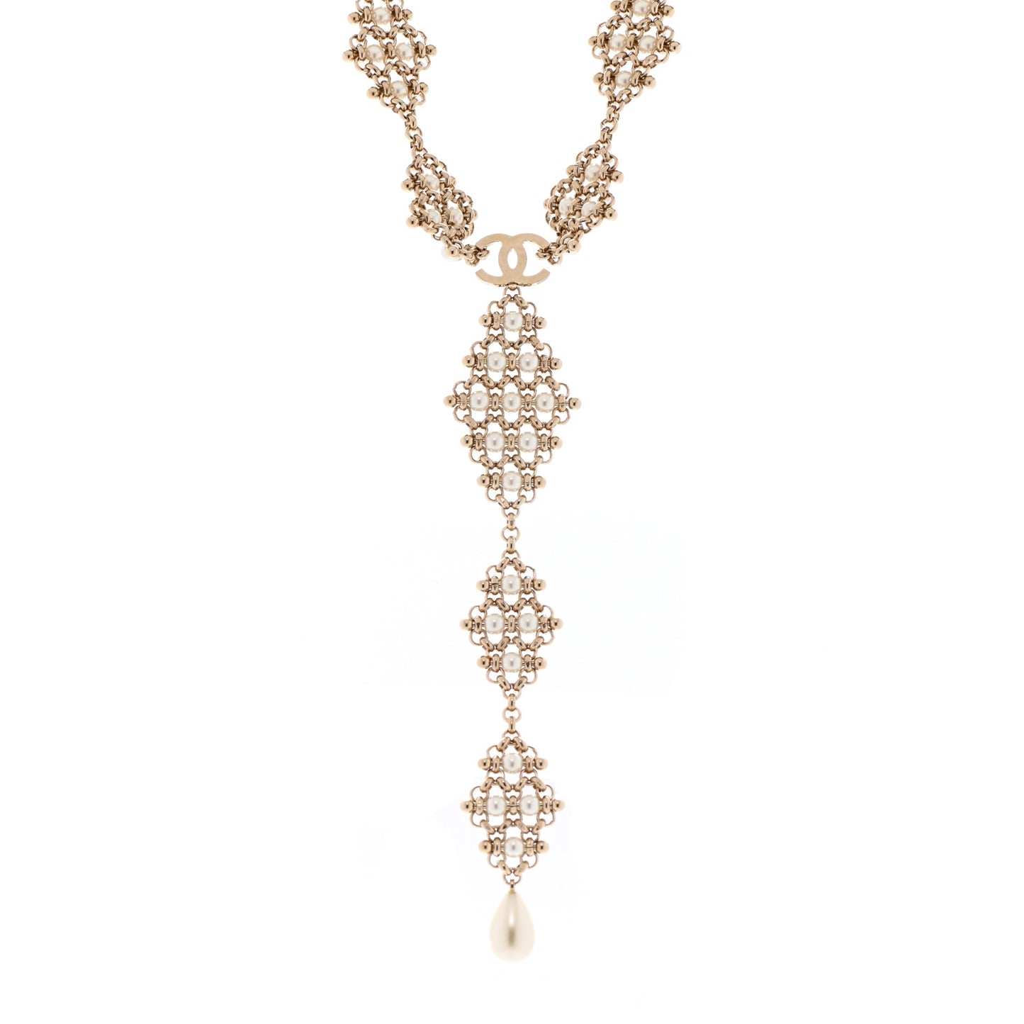 Pearl Monte-Carlo Nights CC Pendant Necklace Gold