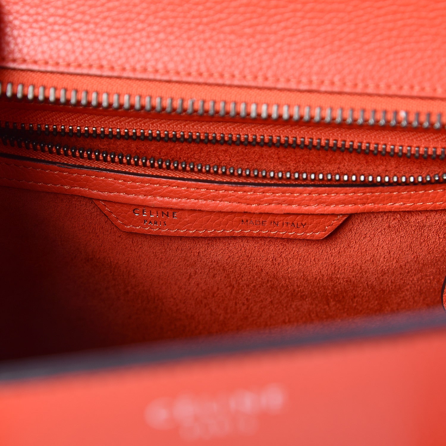 Celine Drummed Calfskin Micro Luggage Vermillion 6 of 11
