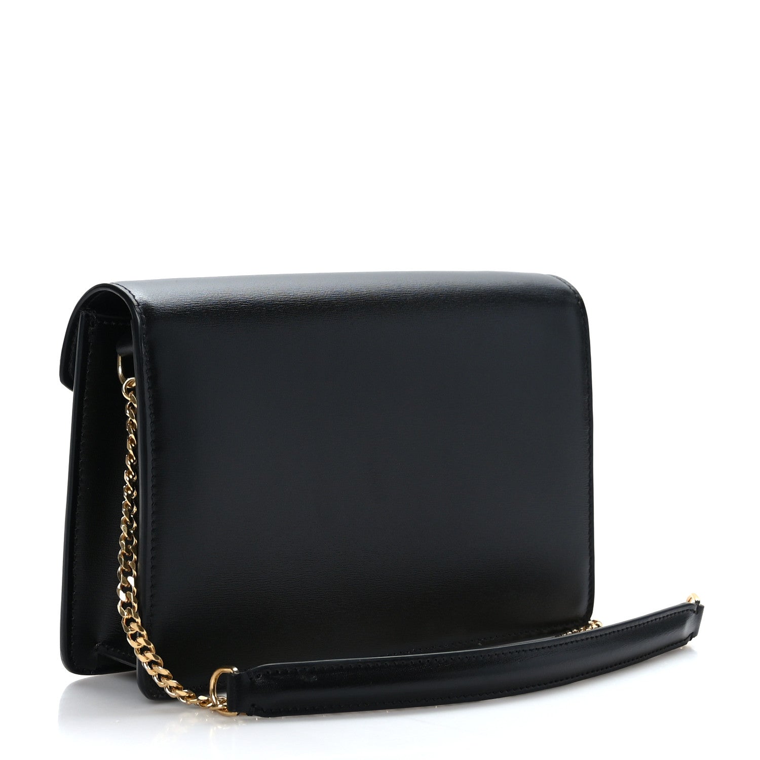 Celine Shiny Calfskin Cuir Triomphe Wallet on Chain Black 3 of 8
