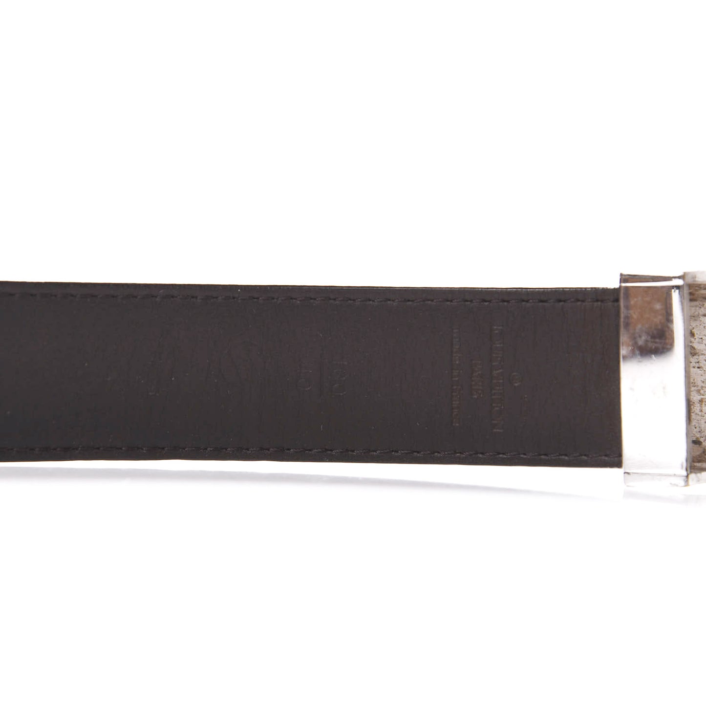 Damier Ebene LV Paris Buckle Belt 100 40 Silver