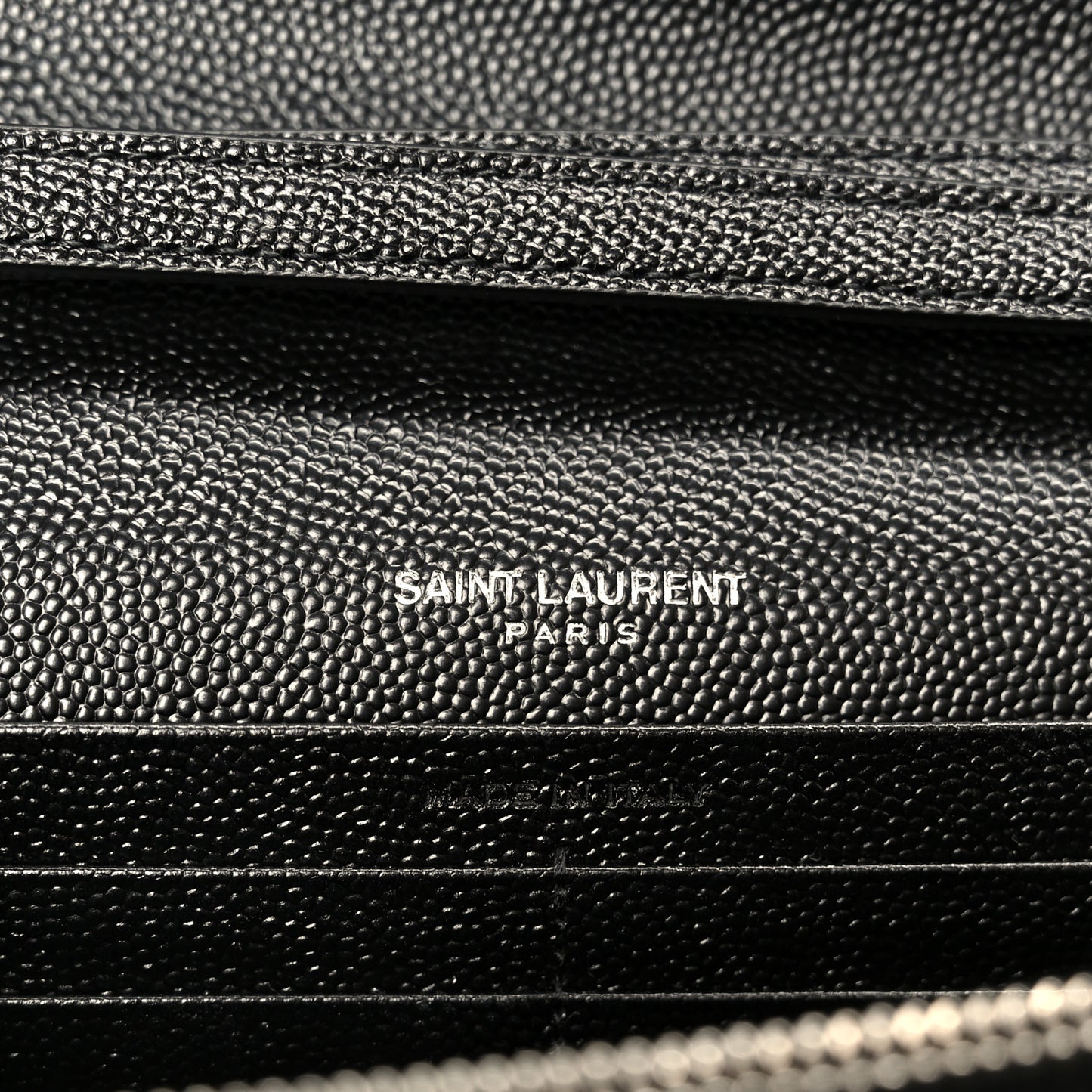 Grain De Poudre Matelasse Chevron Monogram Chain Wallet Black