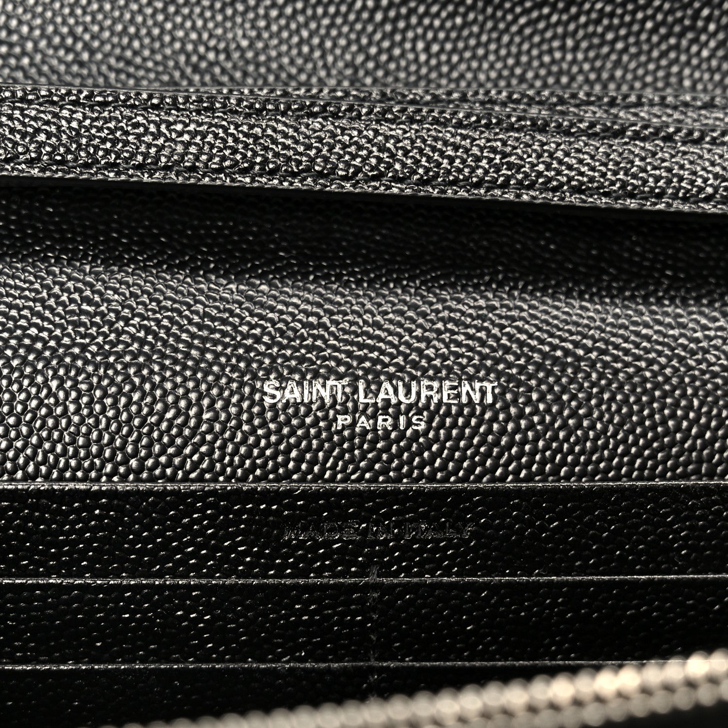 Saint Laurent Grain De Poudre Matelasse Chevron Monogram Chain Wallet Black 6 of 9
