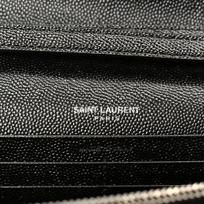 Saint Laurent Grain De Poudre Matelasse Chevron Monogram Chain Wallet Black 6 of 9