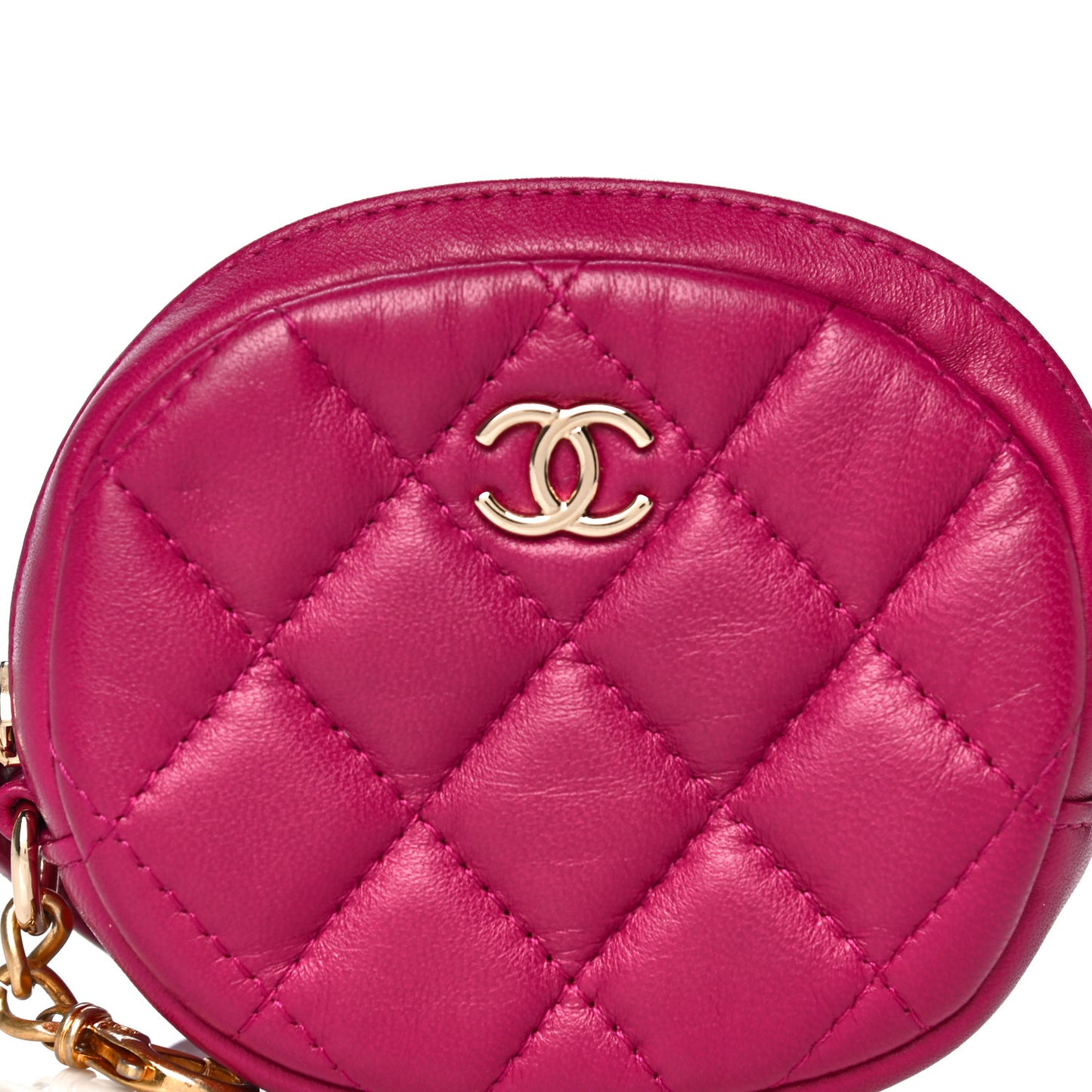 Lambskin Quilted Zip Around Classic Coin Purse Pink