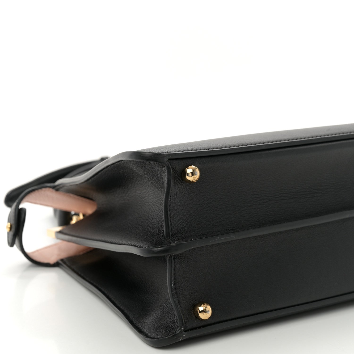 Fendi Vitello Seta Shiny Nappa Medium Peekaboo I SEE U Satchel Black Light Rose 10 of 11