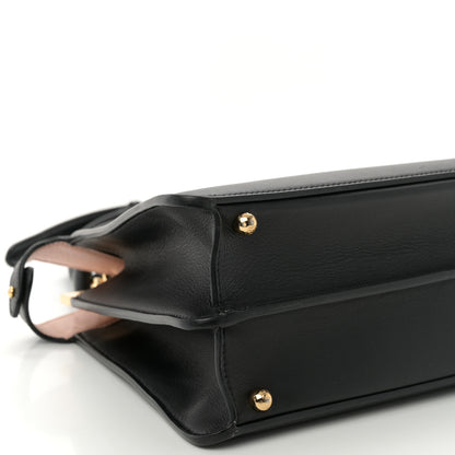 Fendi Vitello Seta Shiny Nappa Medium Peekaboo I SEE U Satchel Black Light Rose 10 of 11