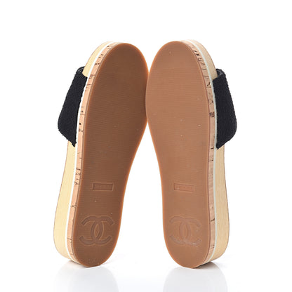 Chanel Tweed Cork CC Mule Sandal 39 Black 7 of 7