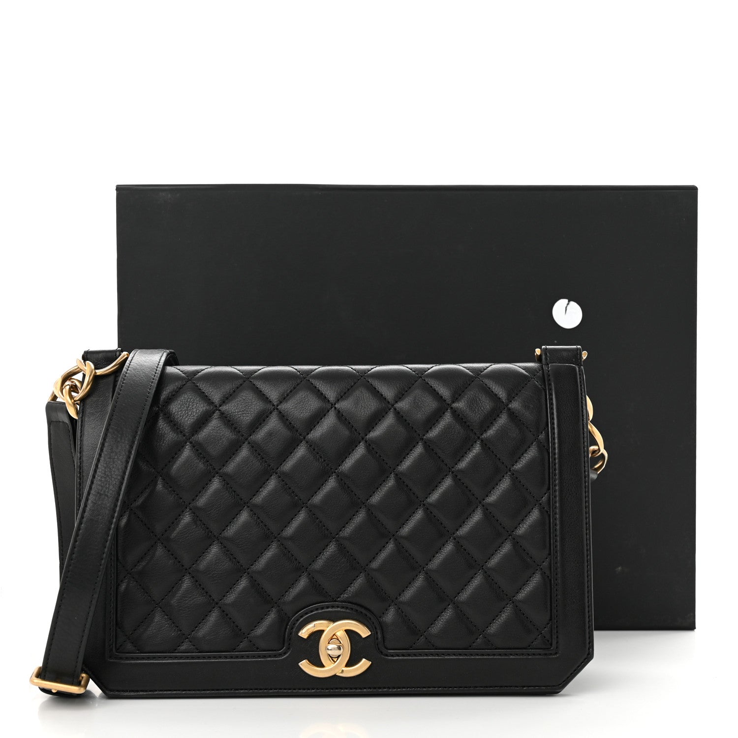 Chanel Calfskin Quilted Large Chain Link Full Flap Black 11 of 11