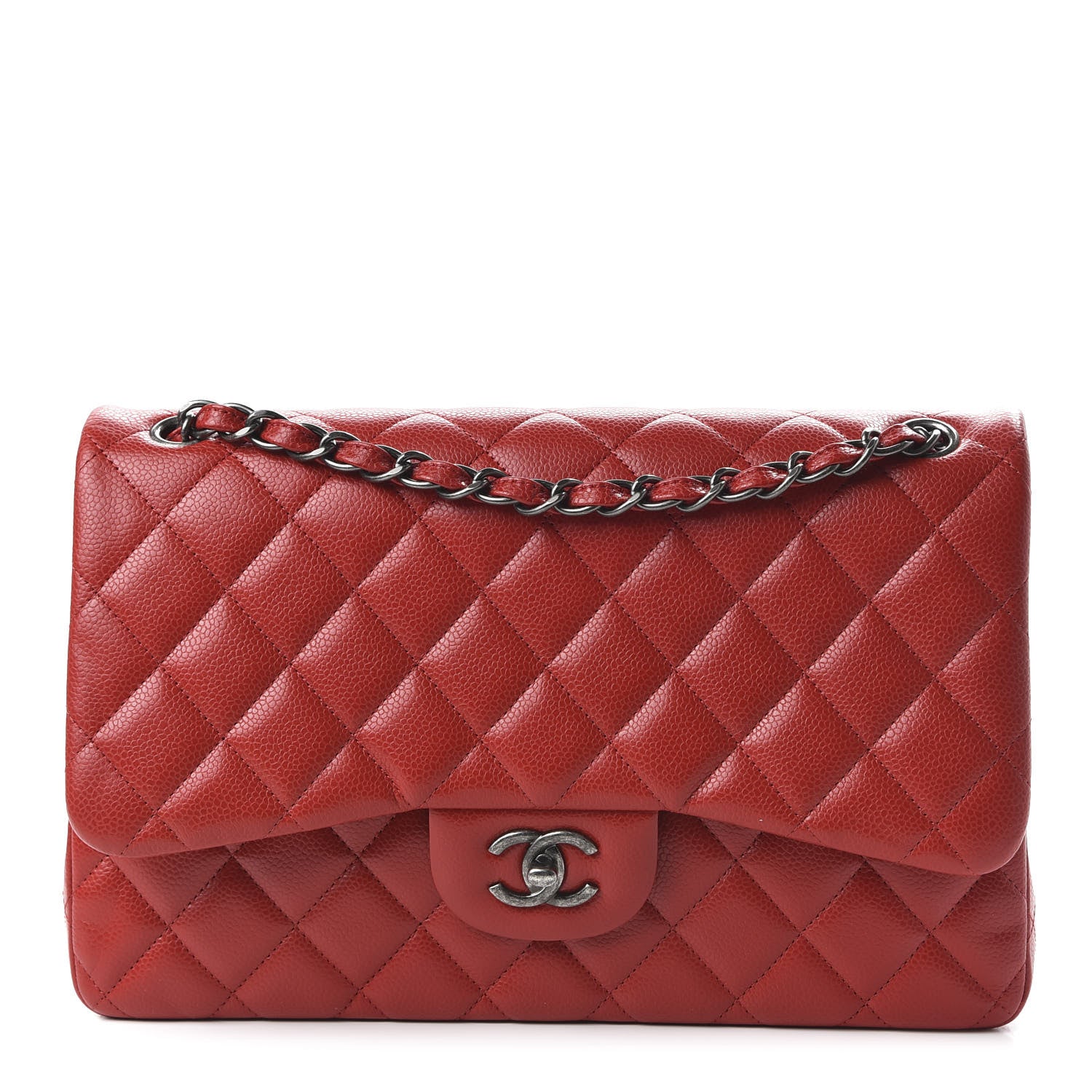 Chanel Caviar Quilted Jumbo Double Flap Red 1 of 10