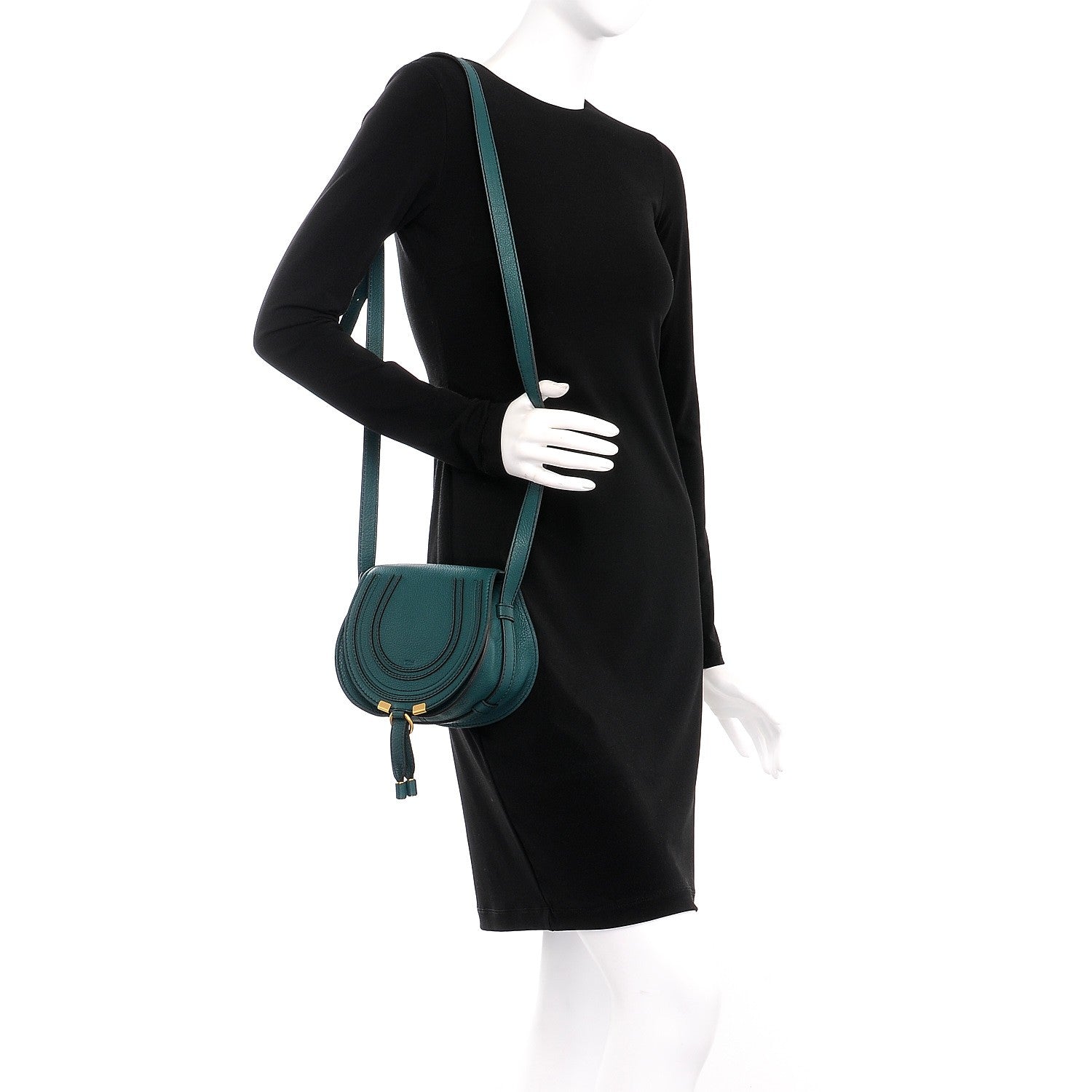 Chloe Calfskin Mini Marcie Round Crossbody Bag Teal 2 of 7