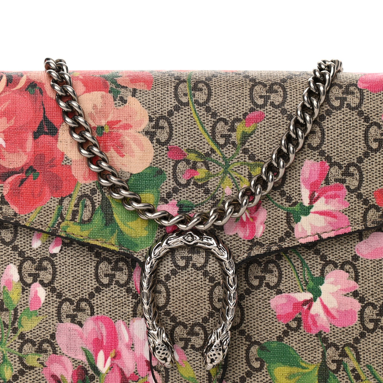 Gucci GG Supreme Monogram Blooms Mini Dionysus Chain Wallet Beige Multicolor Dry Rose 8 of 10