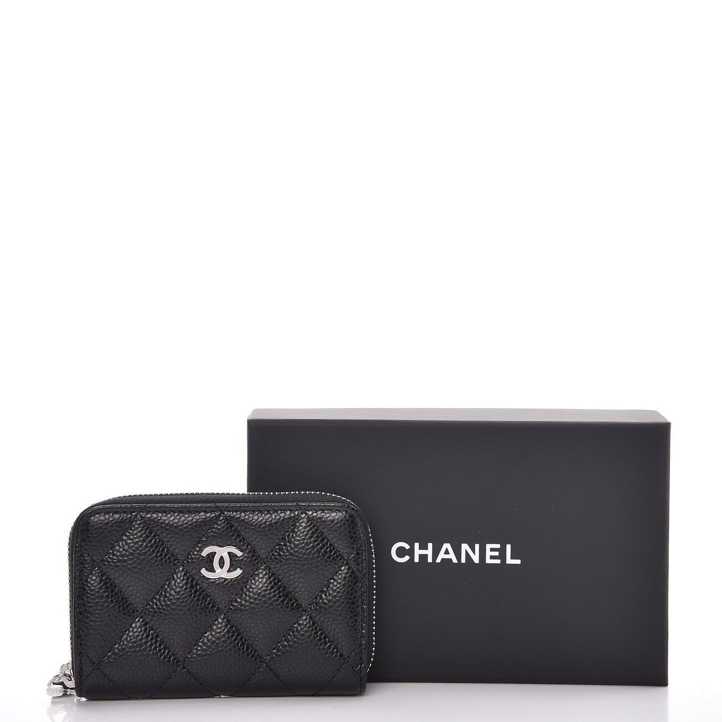 Caviar Quilted Zip Coin Purse Black