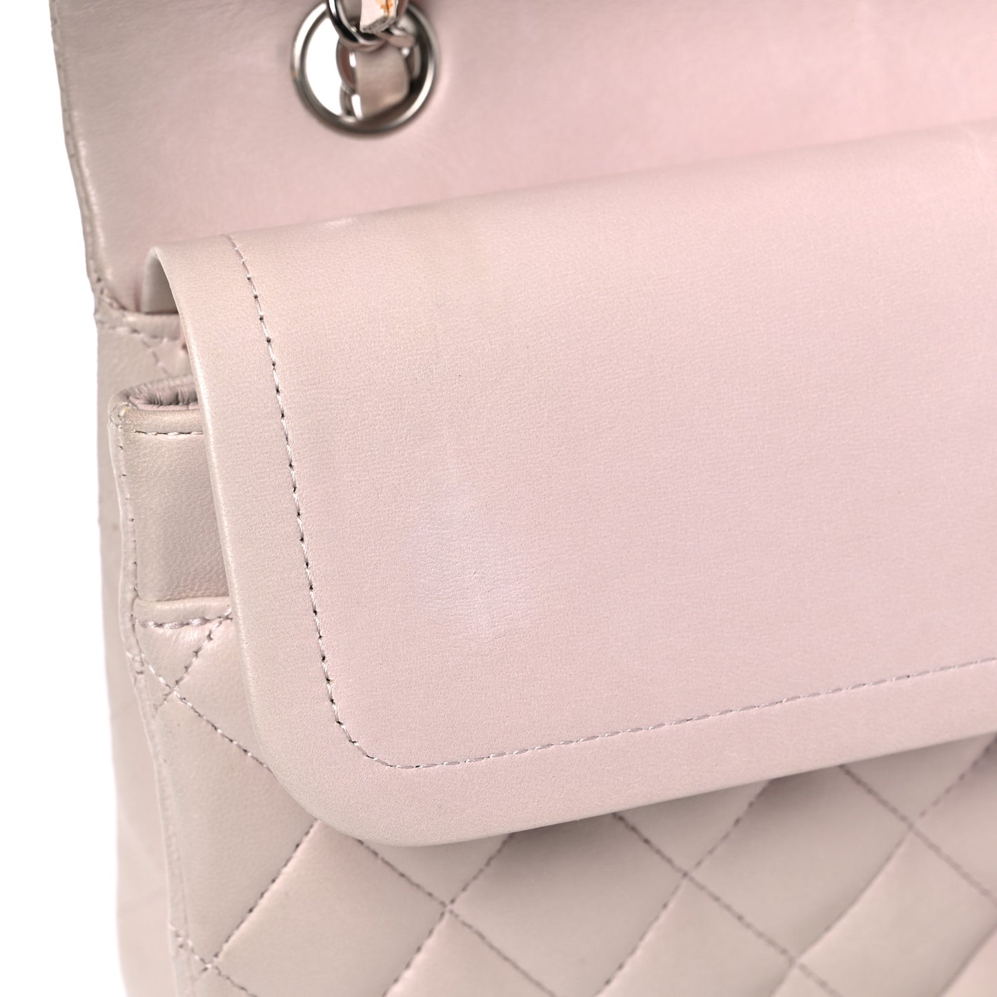 Lambskin Quilted Medium Double Flap Light Pink