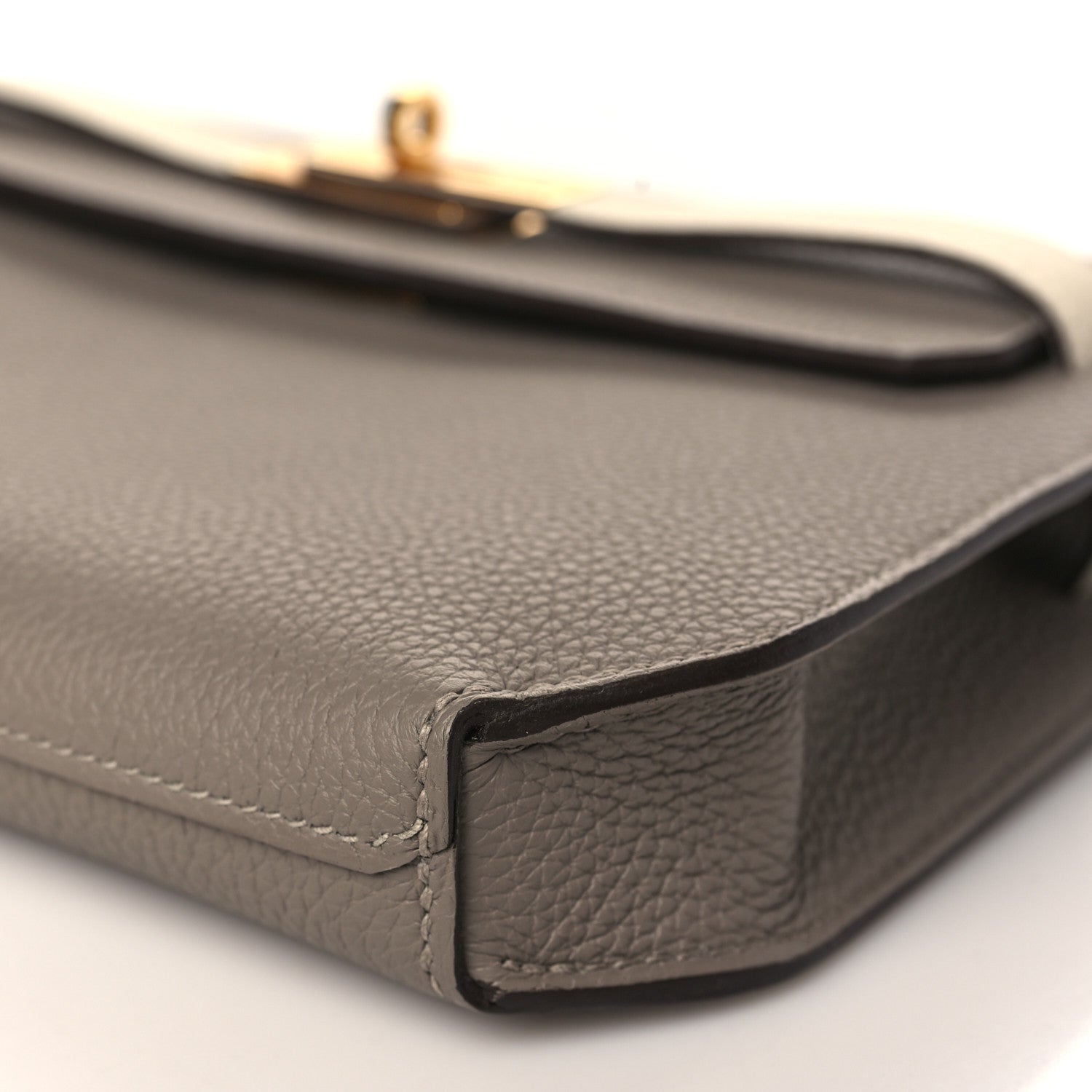 Hermes Togo Horseshoe Kelly Depeches 25 Pouch Etain Nata 9 of 9