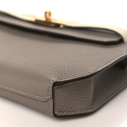 Hermes Togo Horseshoe Kelly Depeches 25 Pouch Etain Nata 9 of 9