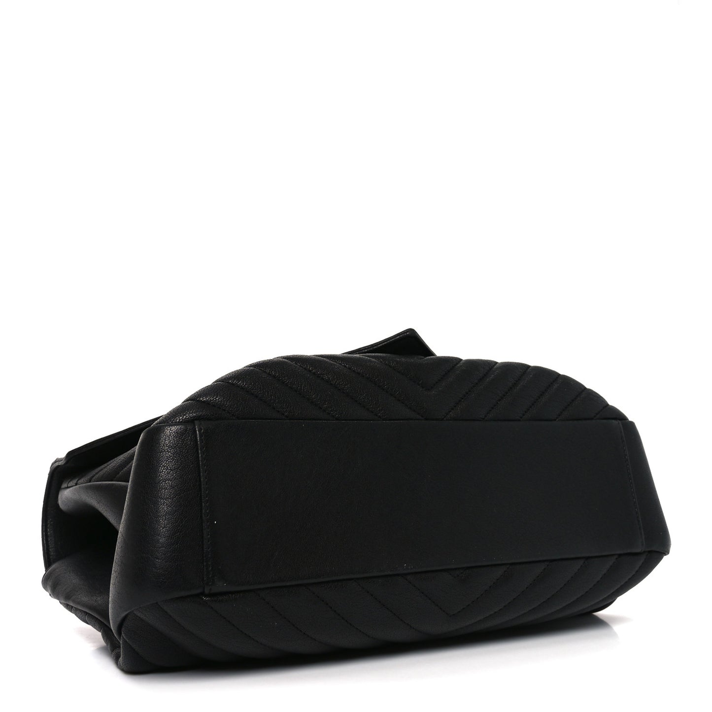 Sheepskin Matelasse Chevron Monogram Large College Bag Black
