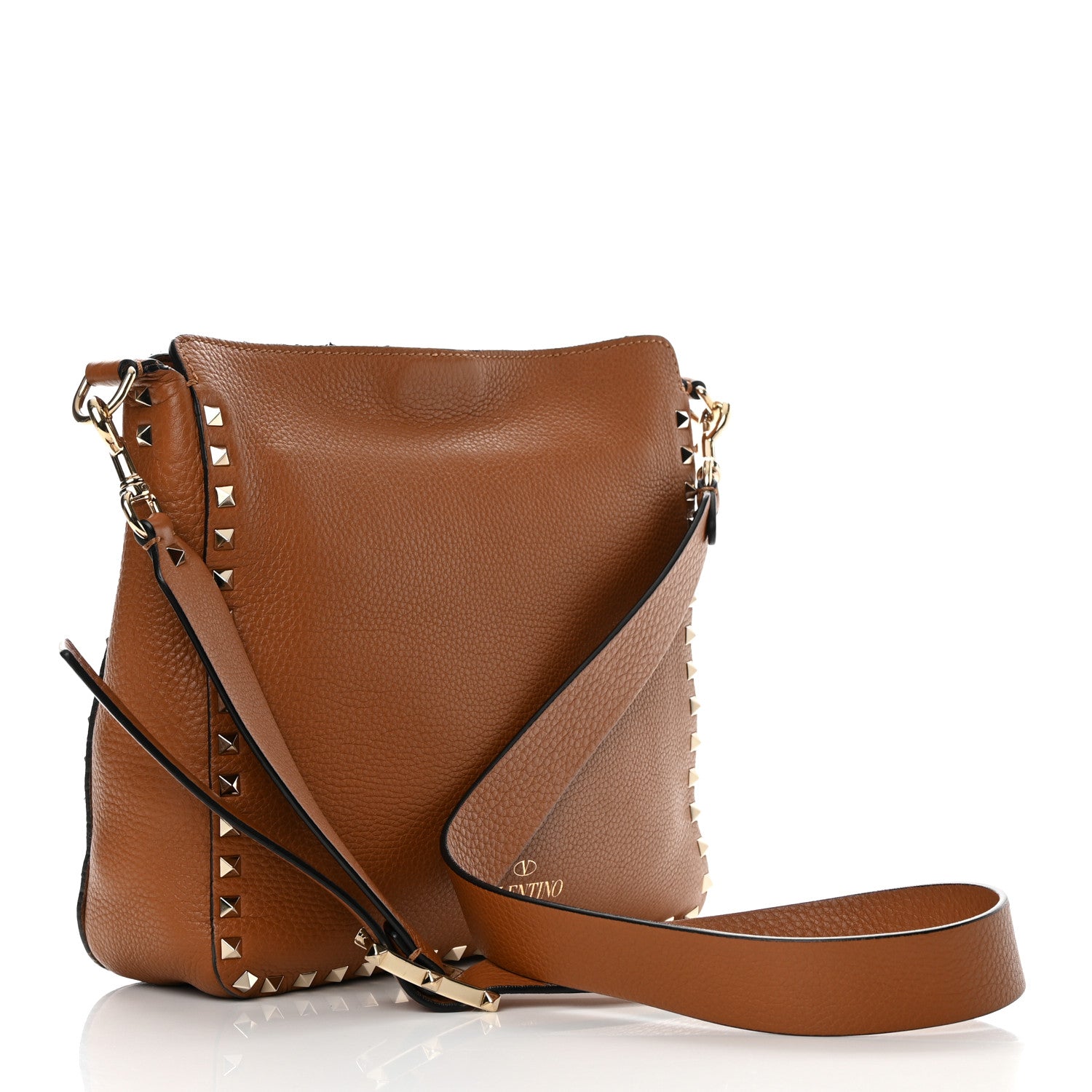 Valentino Garavani Pebbled Calfskin Small Rockstud Flip-Lock Messenger Bag Light Cuir 3 of 16