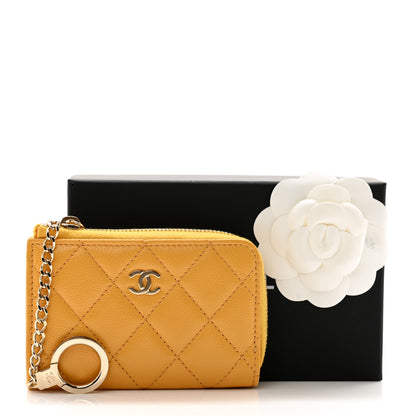 Chanel Caviar Quilted Zipped Key Holder Case Yellow 8 of 9