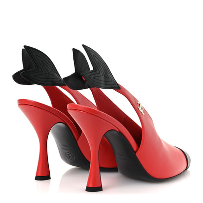 Chanel Lambskin Slingback Pumps 40.5 Black White 5 of 11