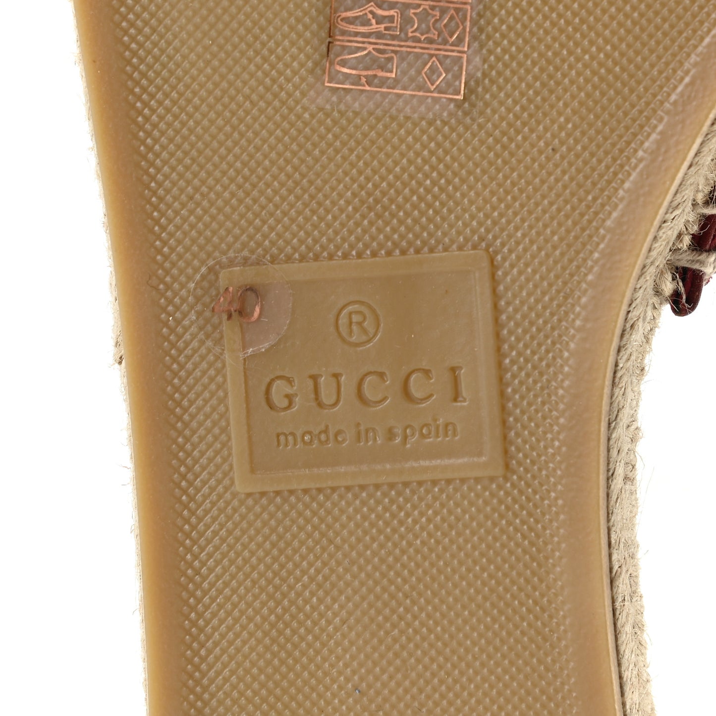 Monogram Matelasse GG Marmont Espadrille 20mm Slide Sandals 40 Beige Ebony New Cherry Red