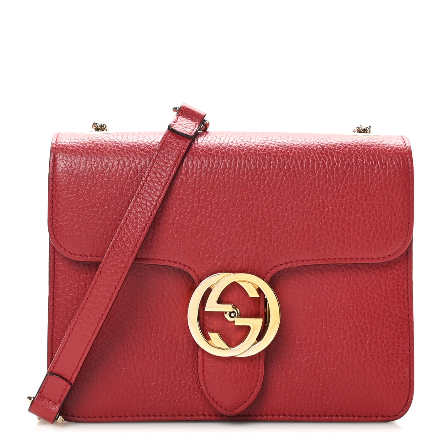 Dollar Calfskin Small Interlocking G Shoulder Bag Red