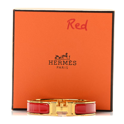 Hermes Enamel Narrow Clic Clac H Bracelet PM Rouge Vif 5 of 5