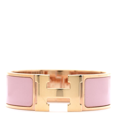 Hermes Enamel Wide Clic Clac H Bracelet PM Rose Nacarat 1 of 8