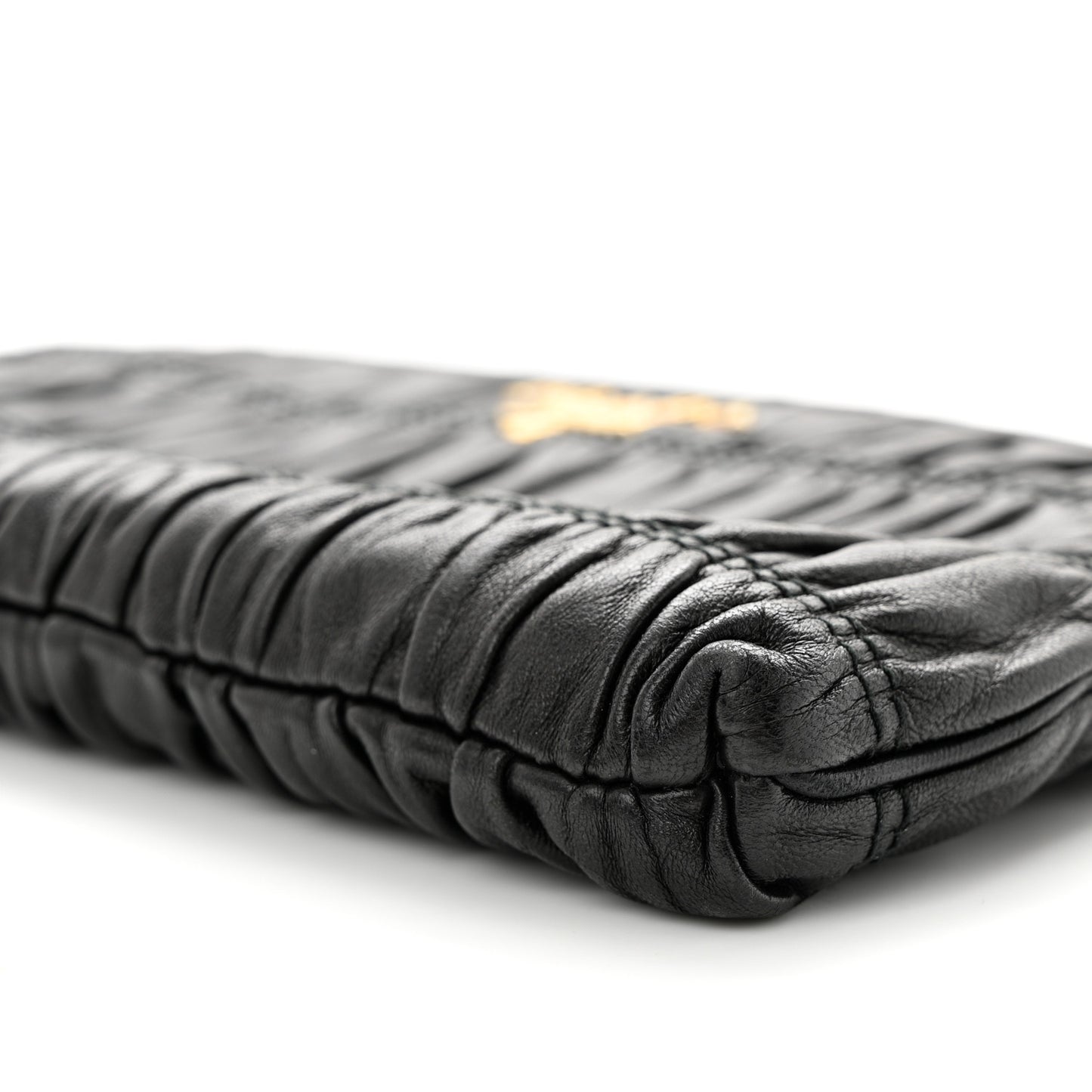 Nappa Gaufre Chain Shoulder Bag Black