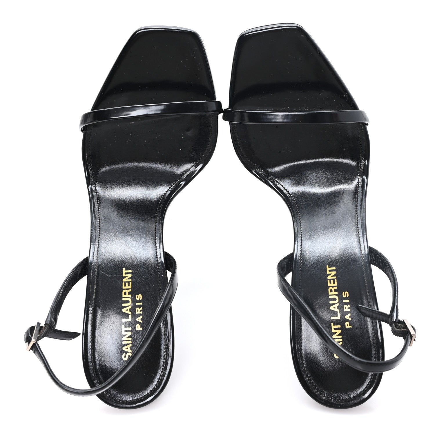 Saint Laurent Patent Calfskin Opyum 110 Slingback Sandals 40 Black 2 of 8