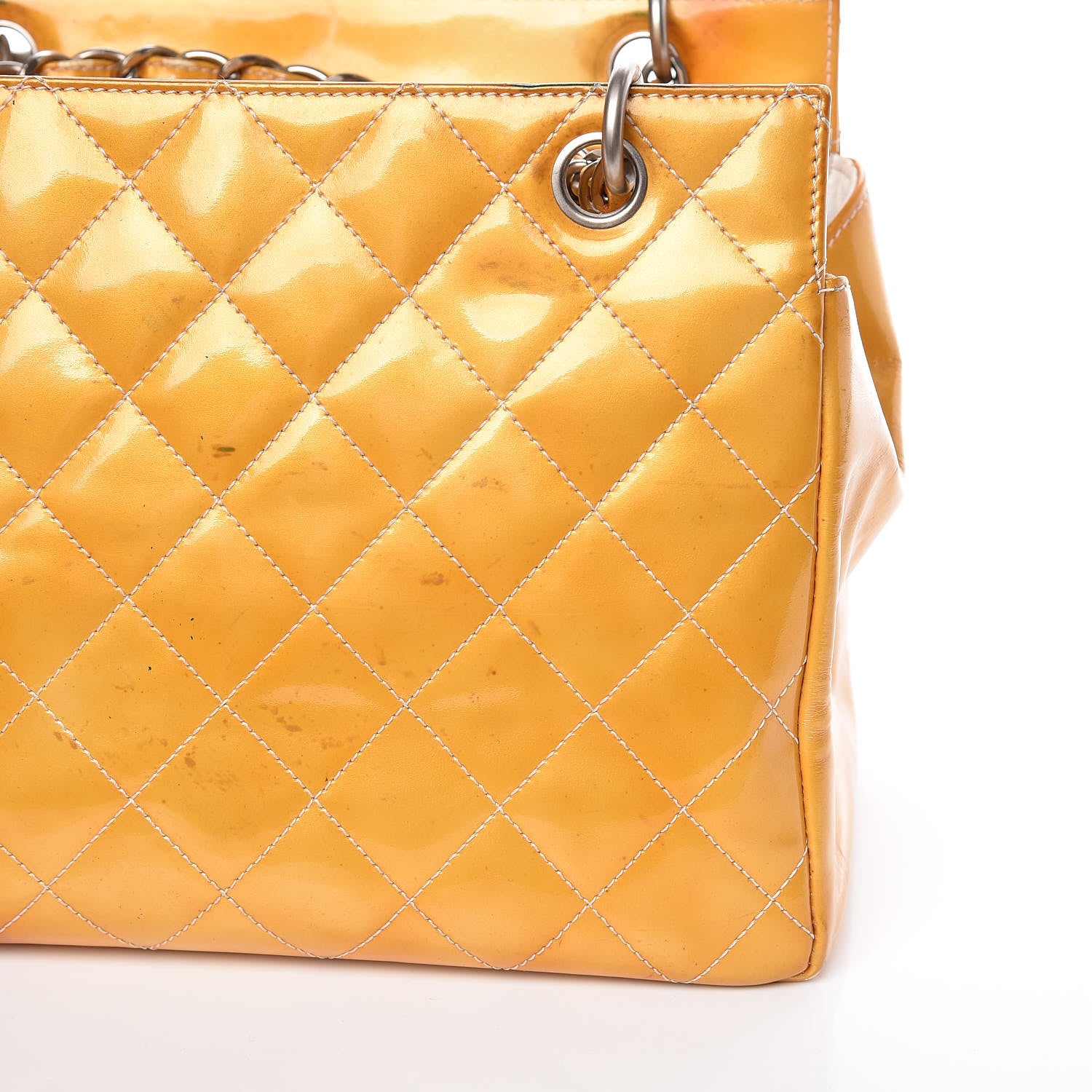 Chanel Patent Quilted Petit Timeless Tote PTT Yellow 27 of 39