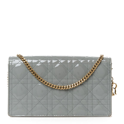 Christian Dior Patent Cannage Lady Dior Chain Wallet Denim 1 of 16