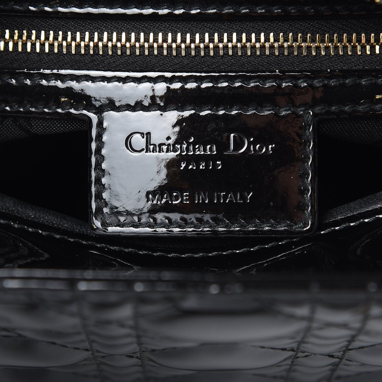 Patent Cannage Medium Lady Dior Black