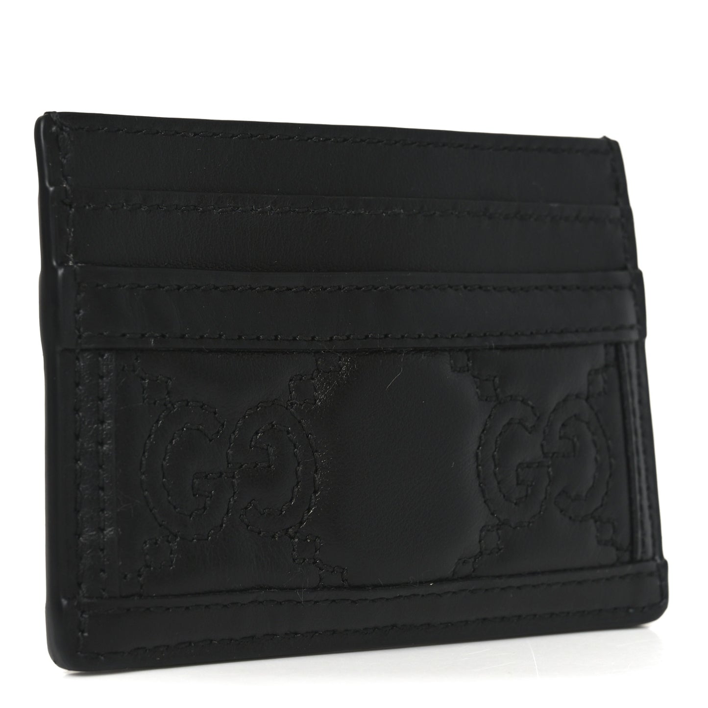 Calfskin GG Matelasse Card Holder  Black
