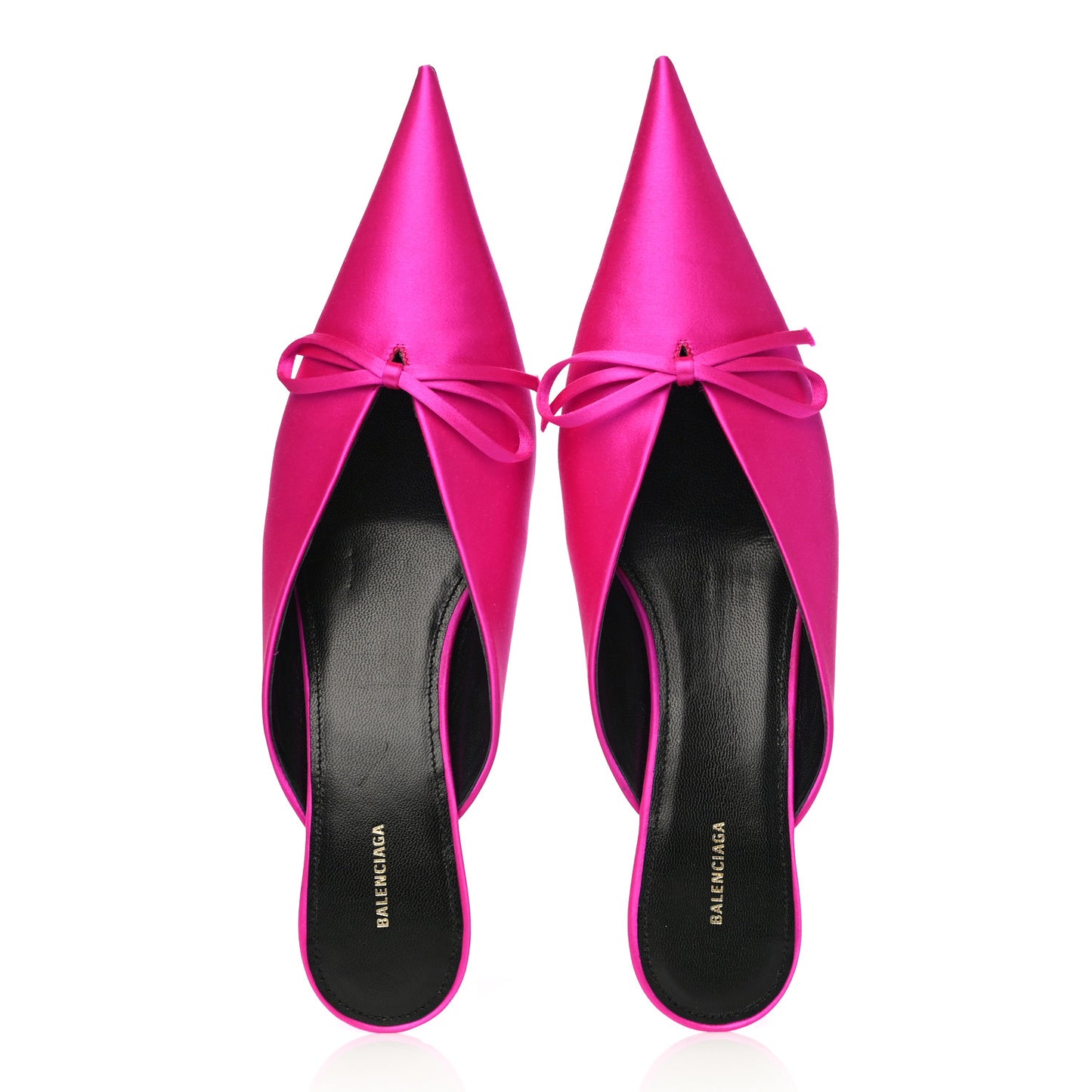 Satin Pointed Toe Knife 40mm Mules 38 Rose Fuchsia