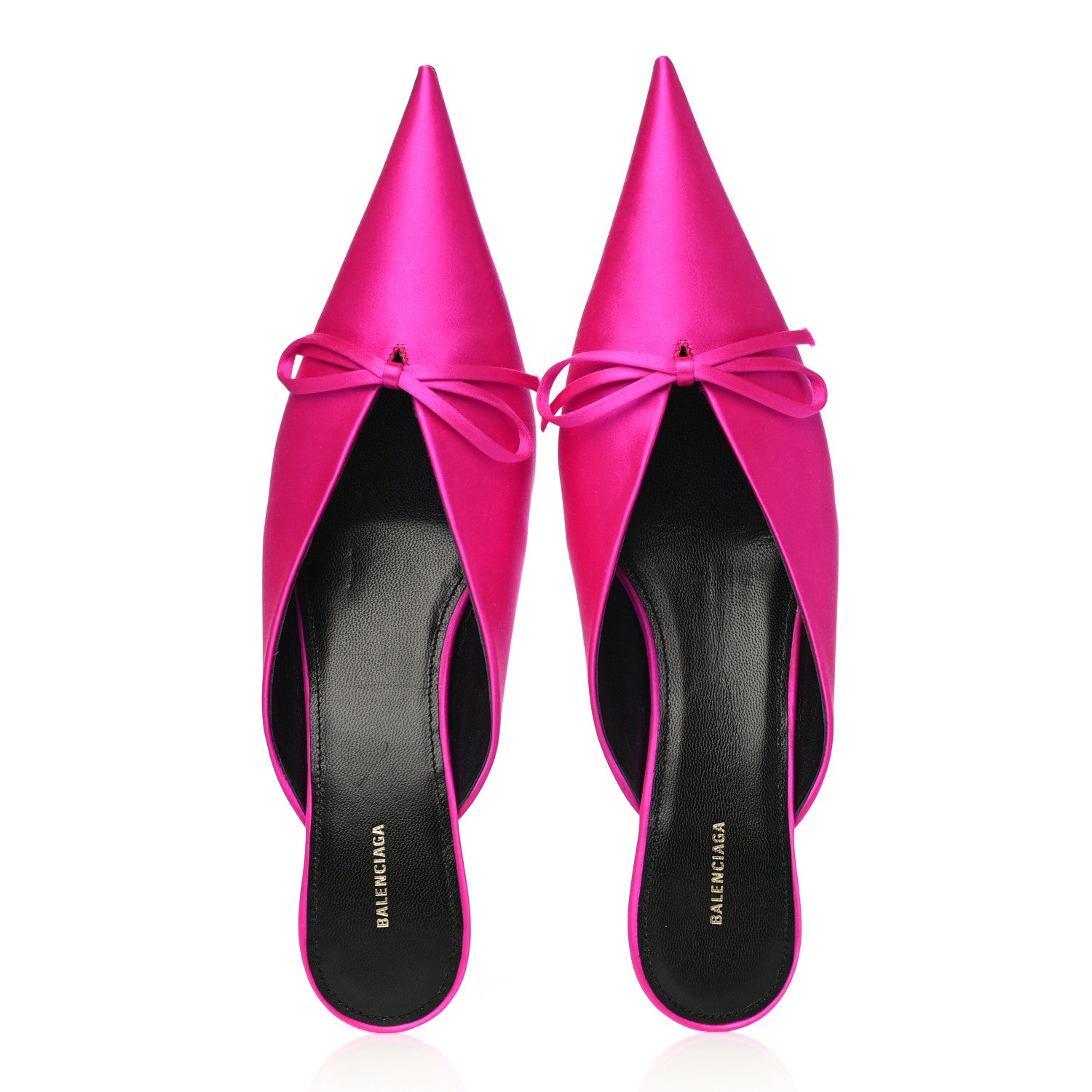 Balenciaga Satin Pointed Toe Knife 40mm Mules 38 Rose Fuchsia 11 of 19