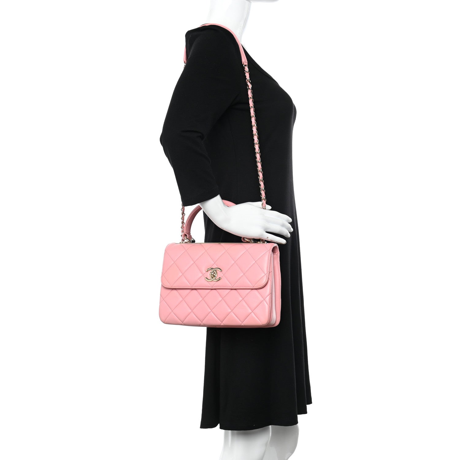 Chanel Lambskin Quilted Small Trendy CC Flap Dual Handle Bag Pink 2 of 12