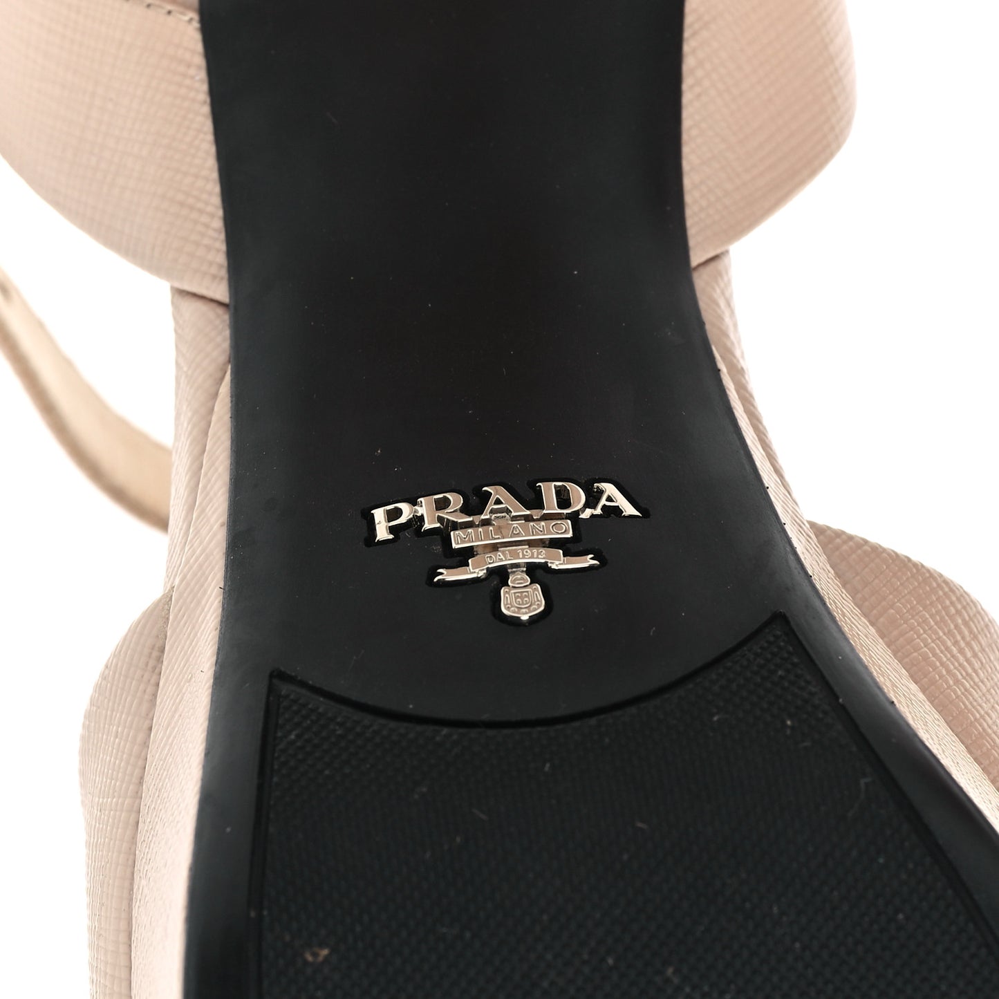Vernice Saffiano Embossed Crisscross Platform 20/65mm Sandals 38.5 Beige