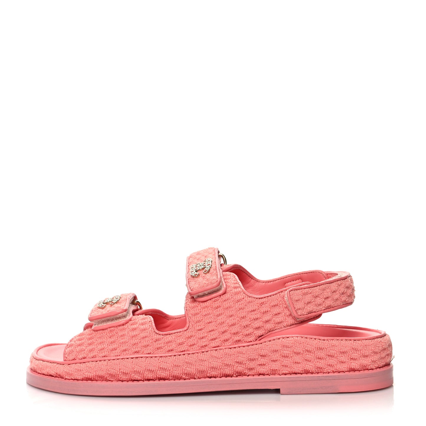 Knit Fabric Velcro Dad Sandals 38 Coral